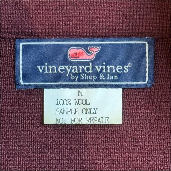 Vineyard Vines Burgundy Red Wool 1/4‎ Zip Sample Golf Pullover Sweater Men's Med